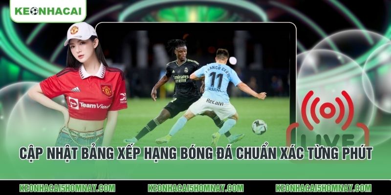 Cập nhật bảng xếp hạng bóng đá chuẩn xác từng phút